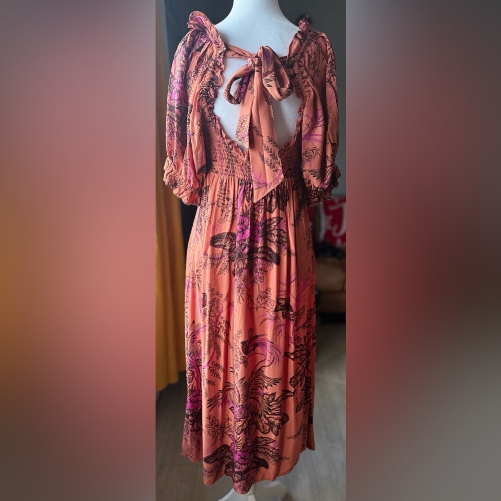 Anthropologie Pink Floral Backless Dress - Picture 5 of 13